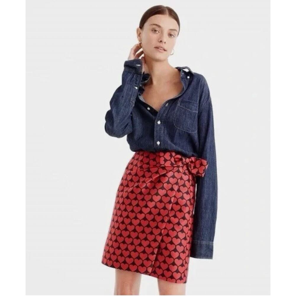 J. Crew Red Heart Mini Skirt Wrap Bow holiday sz 2P valentine